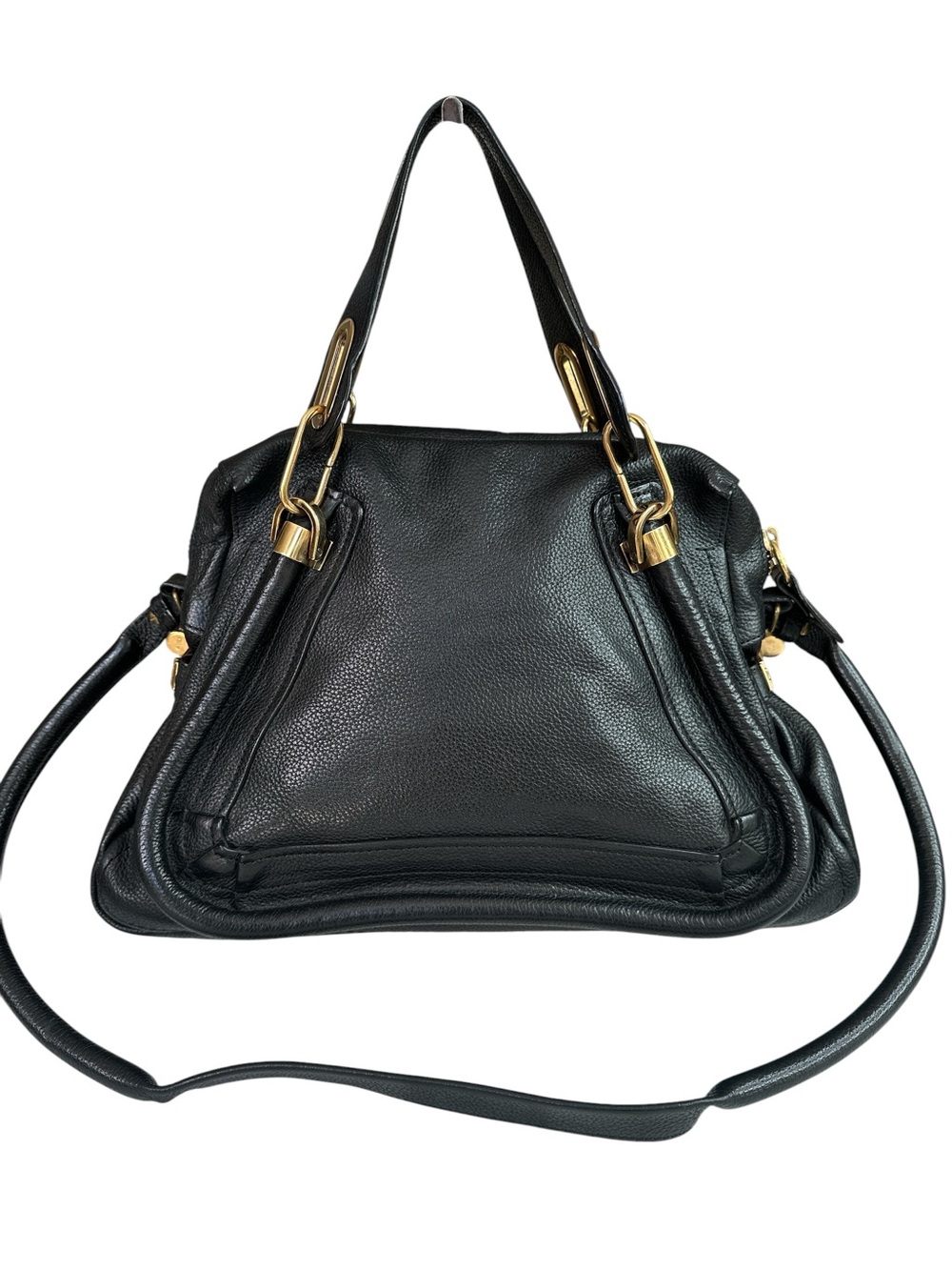 Chloe Black Leather Shoulder Bag with Gold Hardware